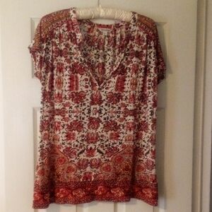 LUCKY Brand Boho Floral Top  - L - Made In India